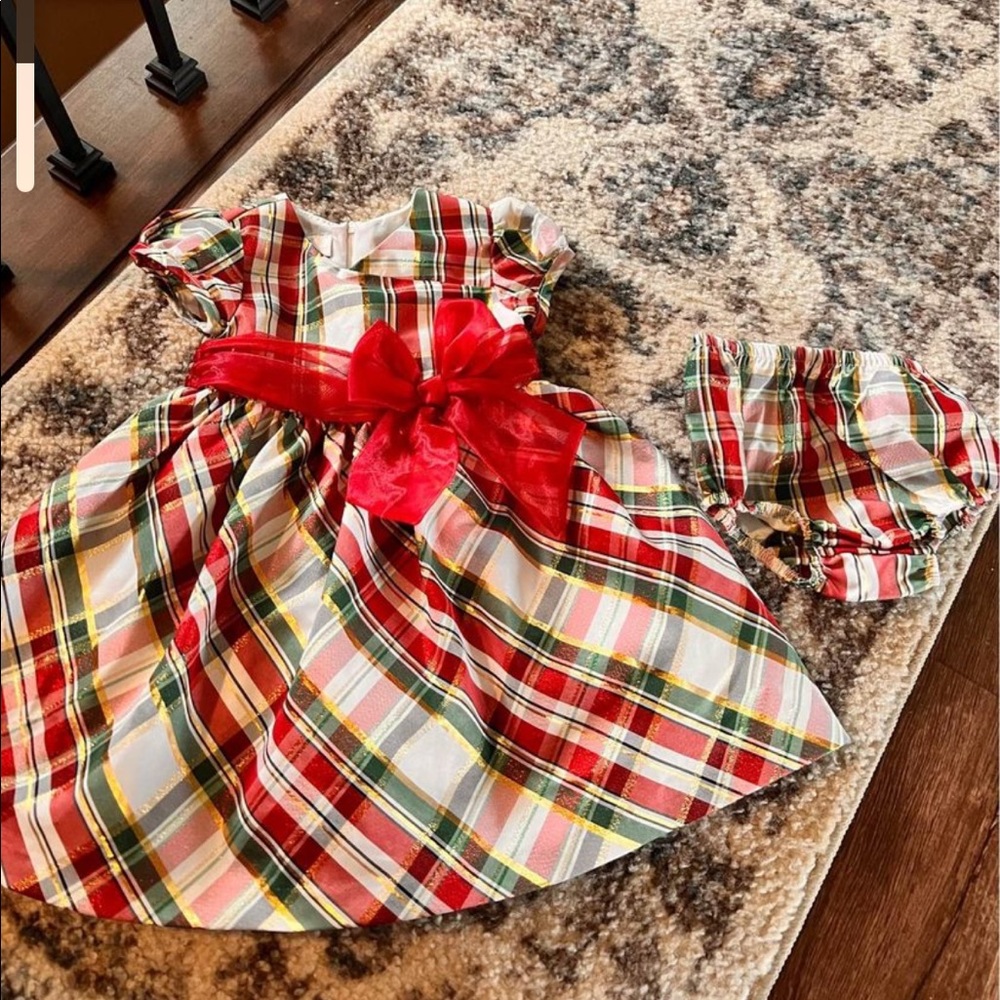 Bonnie Baby Plaid Christmas Dress 18 Months